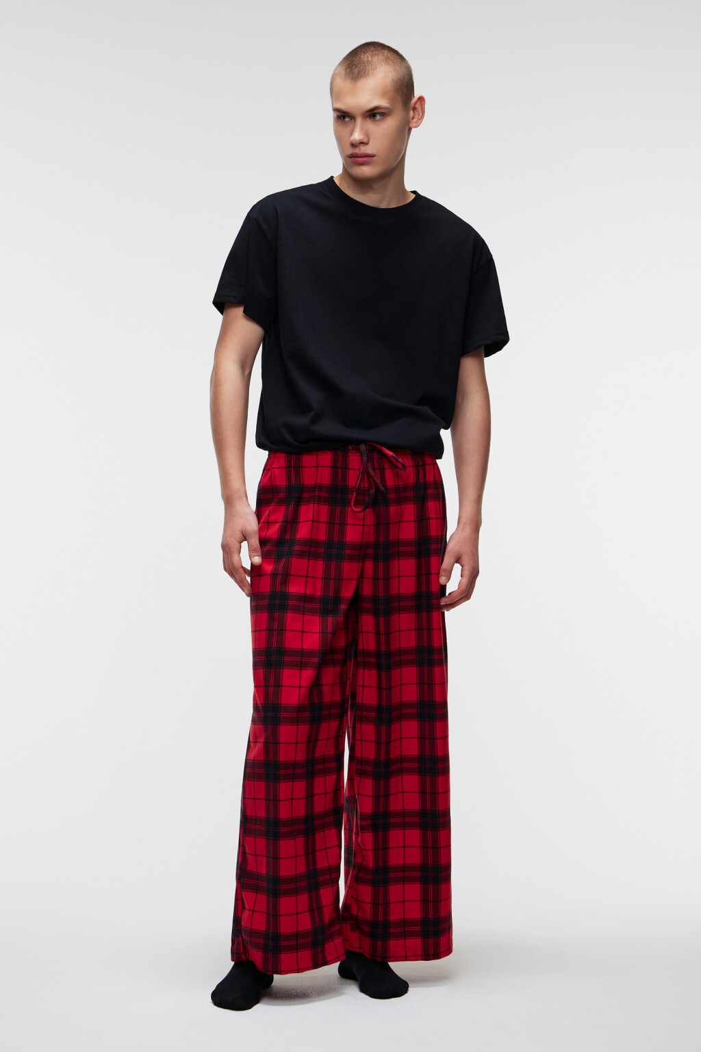 брюки пижамные клетчатые унисекс - цвет красный - 8
