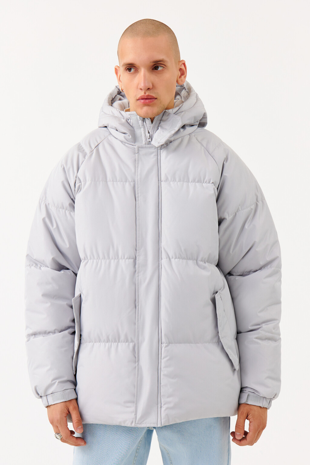 Пуховик стеганый с капюшоном - цвет оранжевый - 1