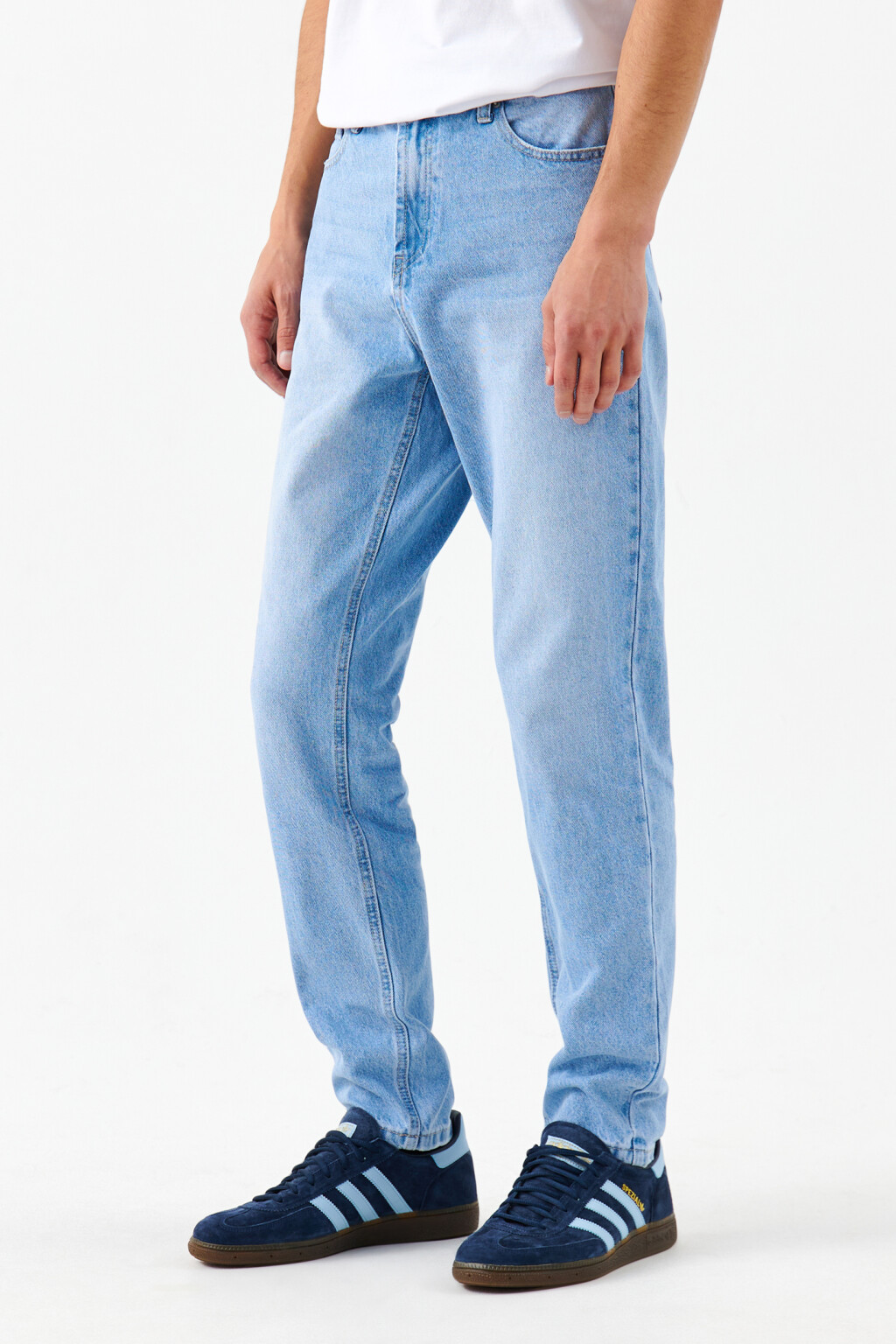 Джинсы зауженные базовые со средней посадкой - цвет голубой - 3