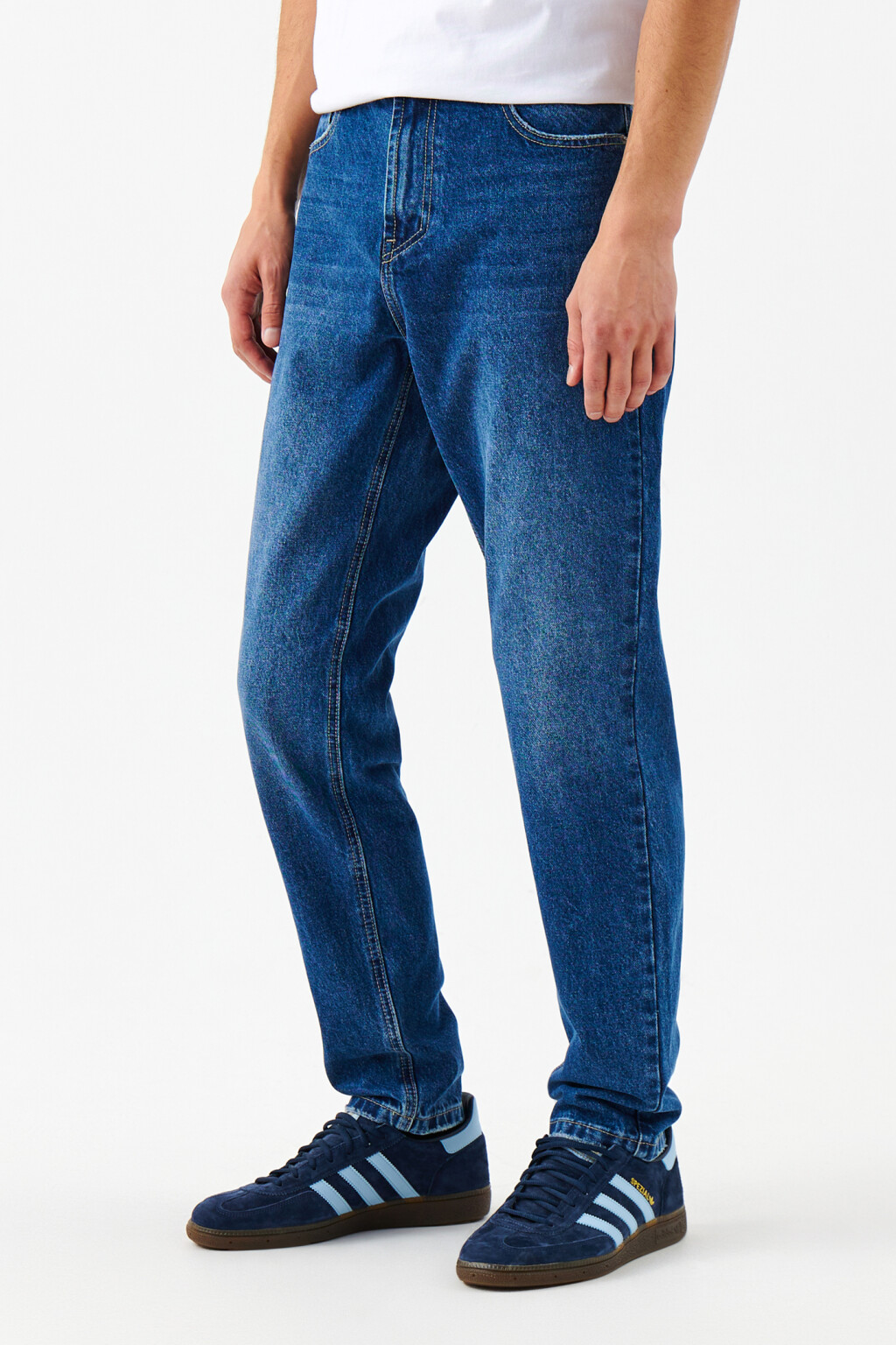 Джинсы зауженные базовые со средней посадкой - цвет голубой - 3