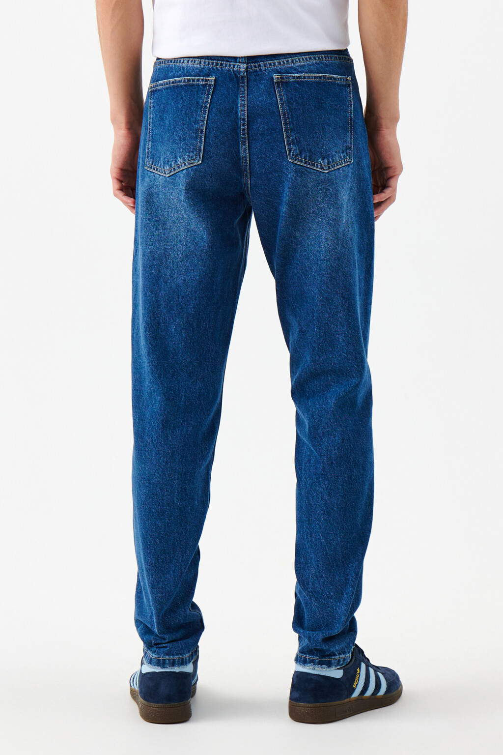 Джинсы зауженные базовые со средней посадкой - цвет голубой - 4