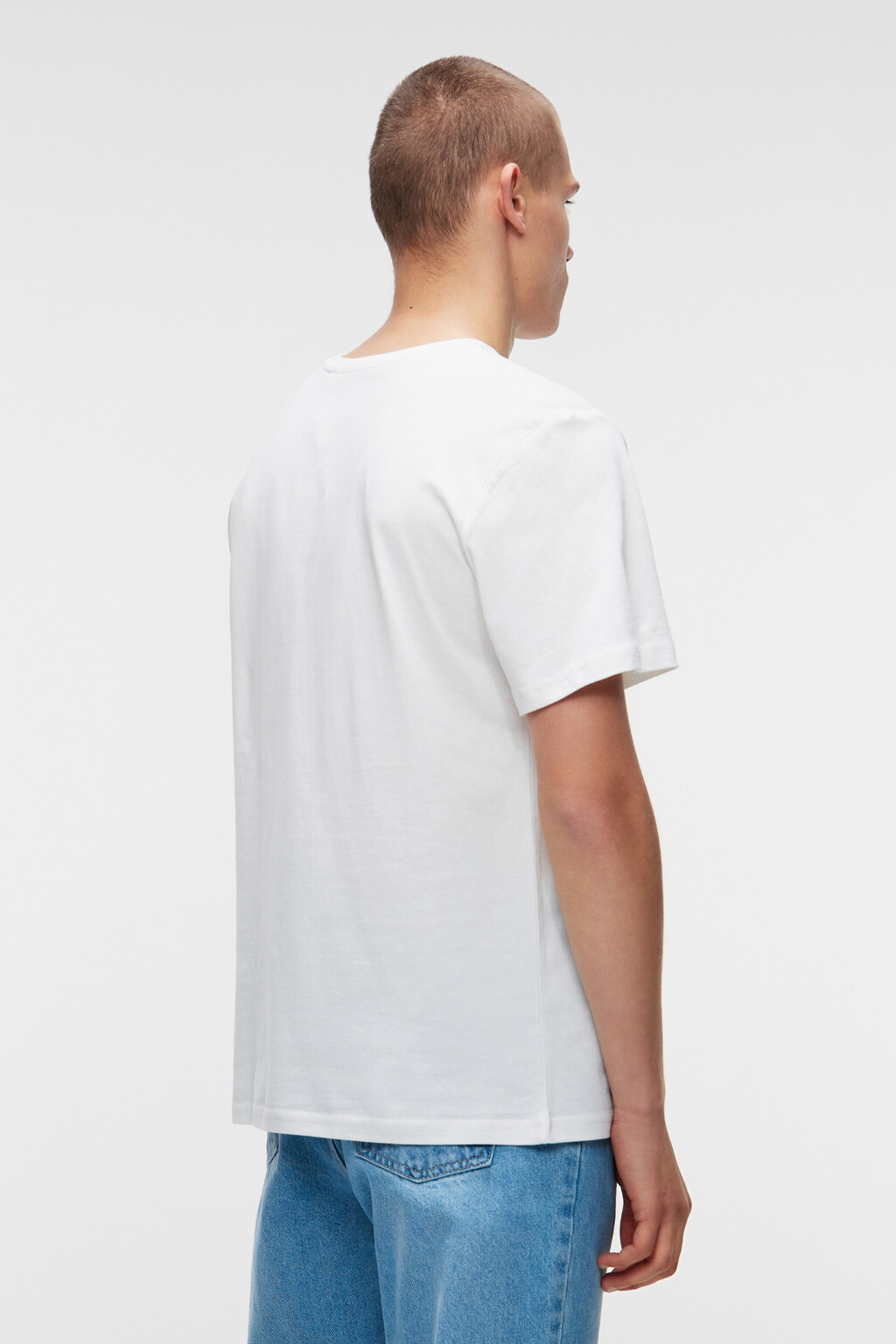 Футболка хлопковая с V-образным вырезом - цвет белый - 3