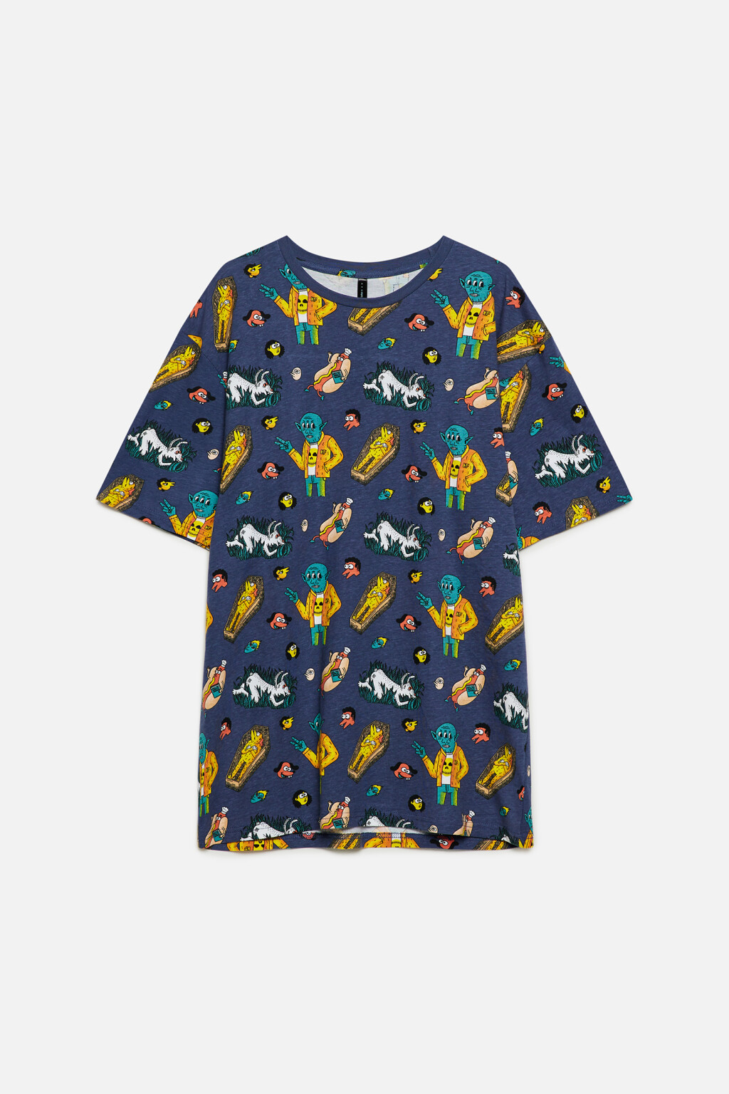 Футболка хлопковая oversize с принтом - цвет синий - 15