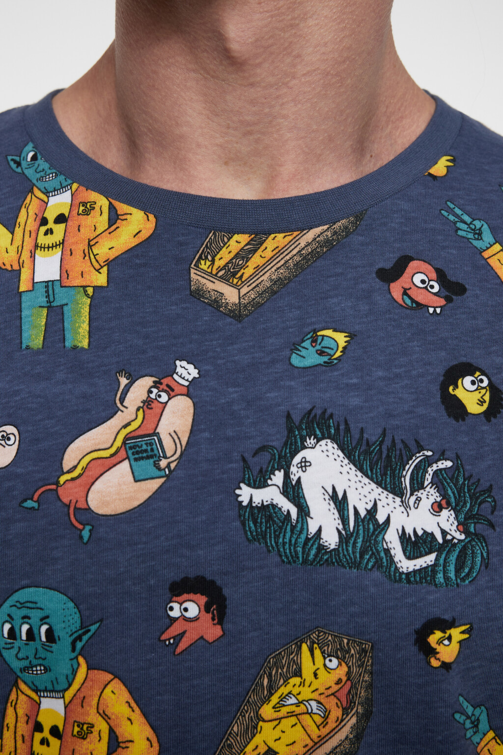 Футболка хлопковая oversize с принтом - цвет синий - 7