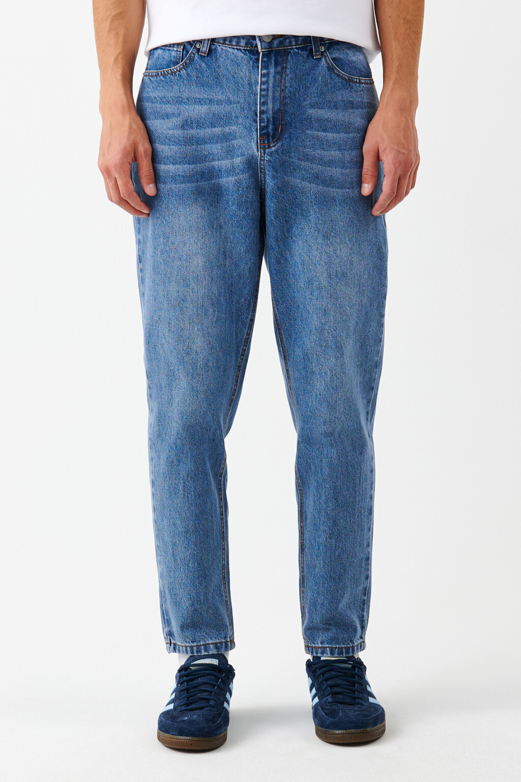 Джинсы tapered зауженные хлопковые - цвет голубой - 1