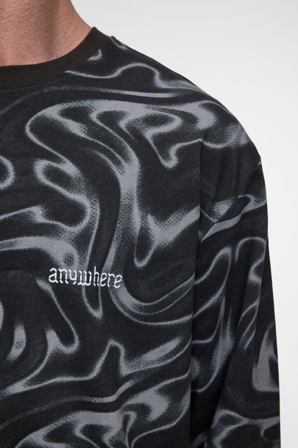 Лонгслив oversize хлопковый с принтом - цвет серый - 5