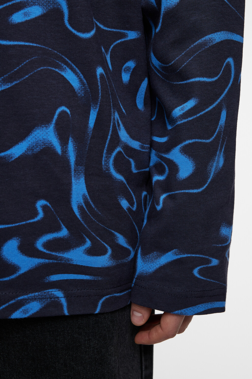 Лонгслив oversize хлопковый с принтом - цвет синий - 7