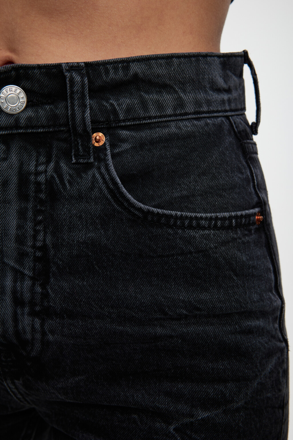 Джинсы прямые высокие с вареным эффектом - цвет серый - 5