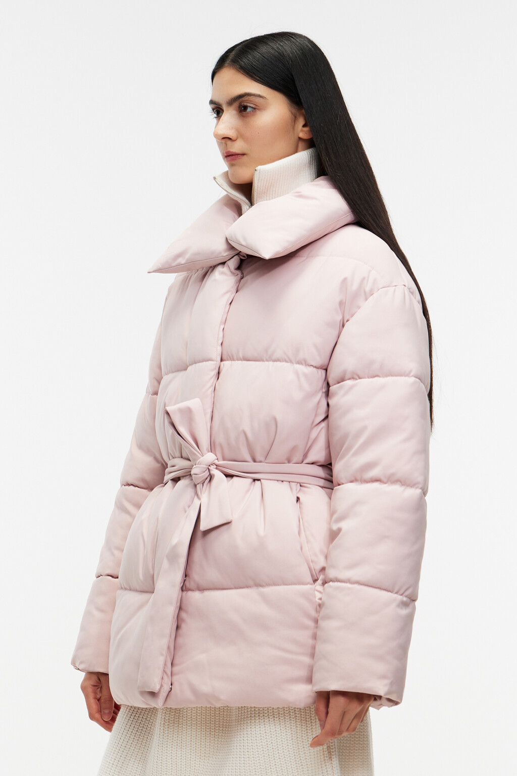 Куртка стеганая с высоким воротником-стойкой - цвет розовый - 2