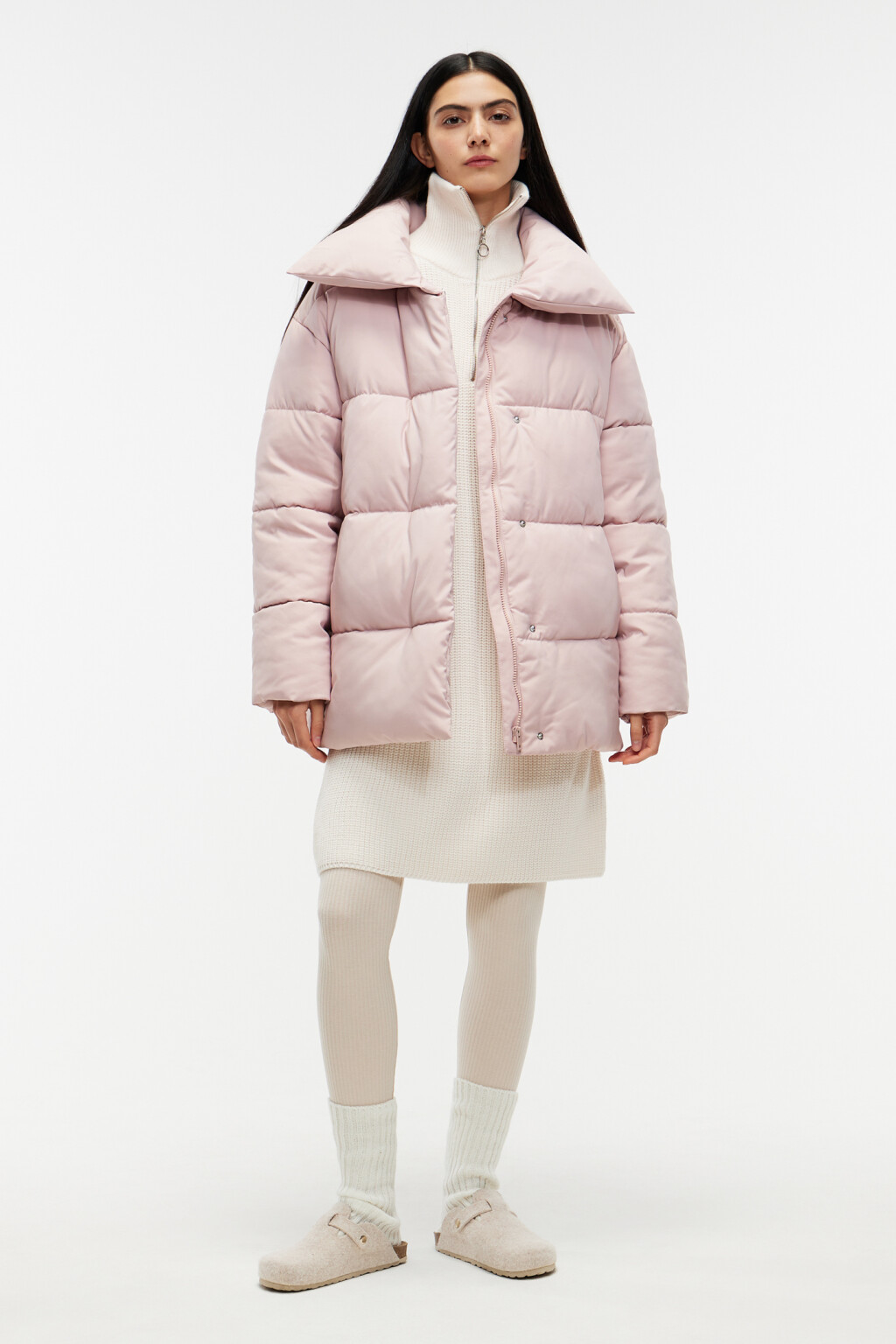 Куртка стеганая с высоким воротником-стойкой - цвет розовый - 4