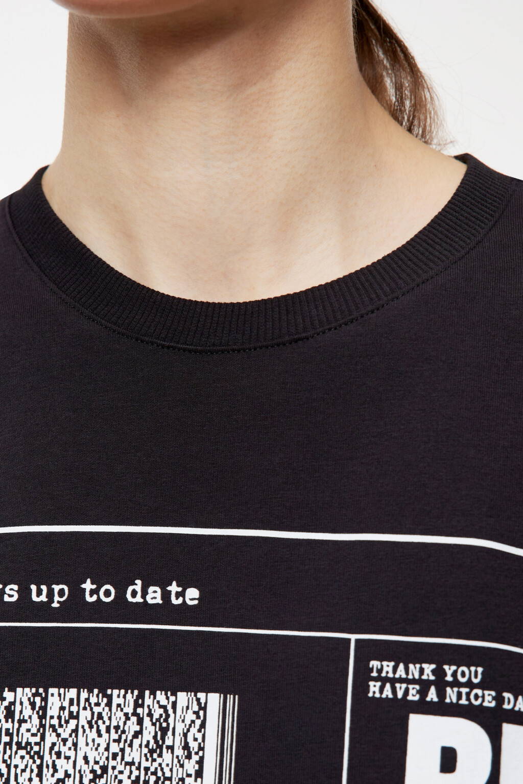 Лонгслив oversize хлопковый с принтом - цвет черный - 5