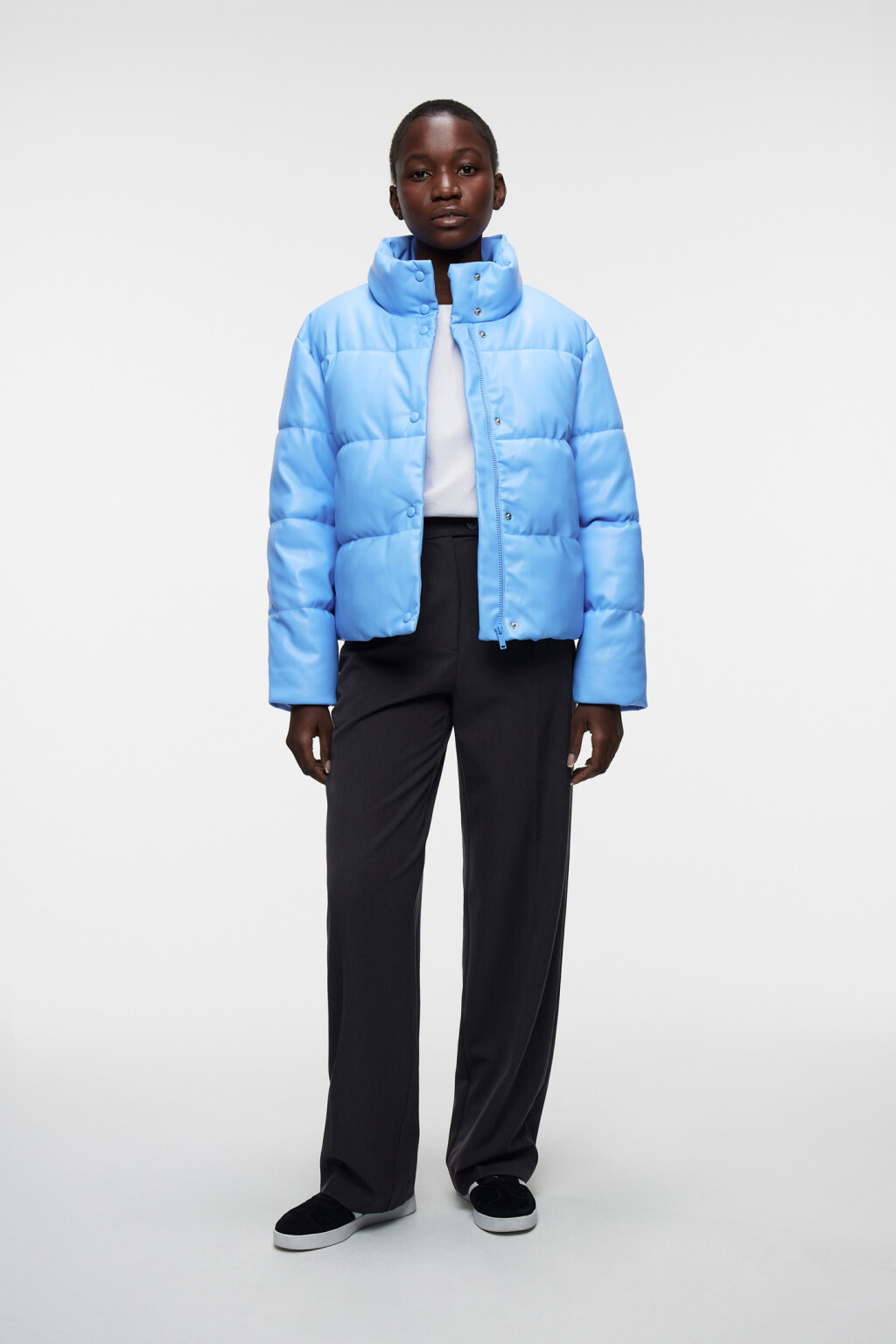 Куртка укороченная с воротником-стойкой - цвет голубой - 4