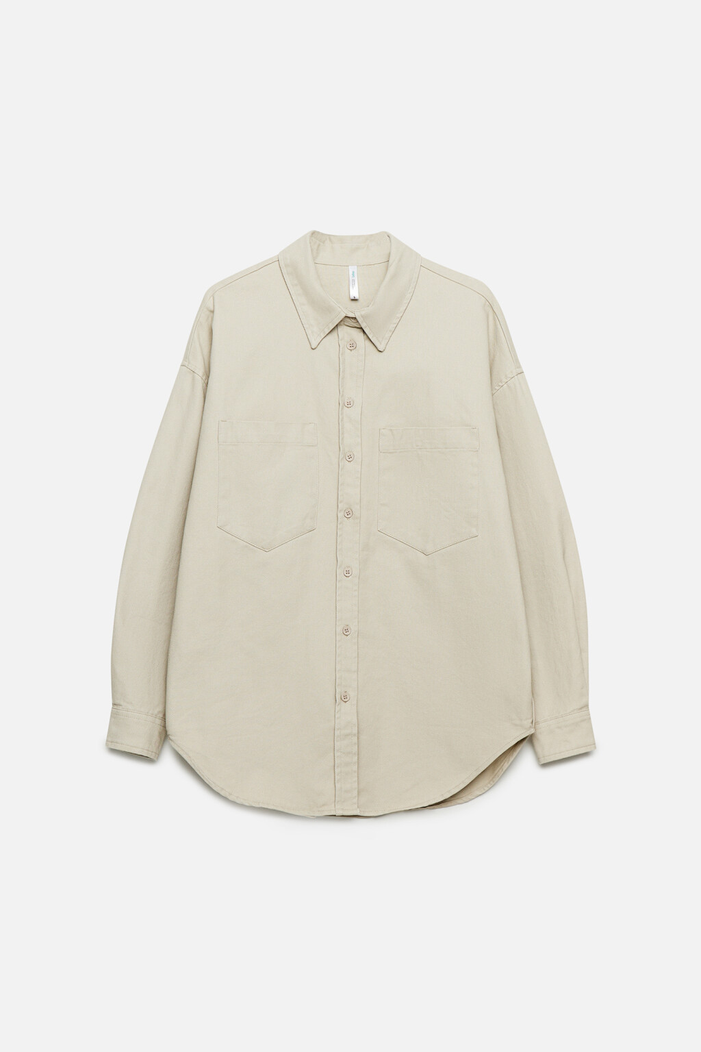 Рубашка oversize хлопковая с нагрудными карманами - цвет бежевый - 10