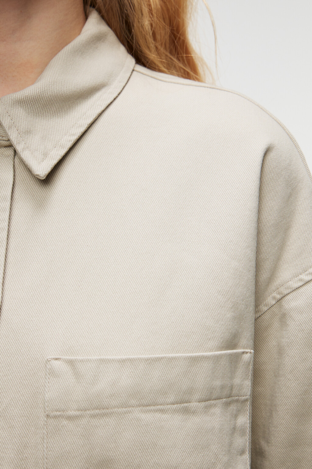 Рубашка oversize хлопковая с нагрудными карманами - цвет бежевый - 5