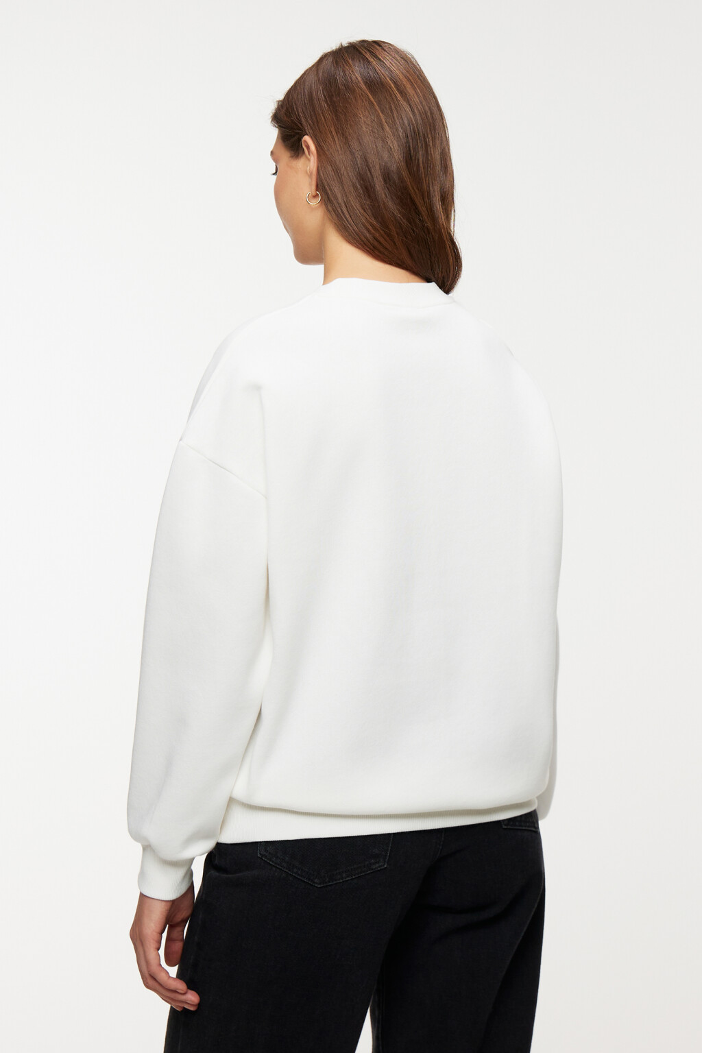 Свитшот хлопковый с принтом-надписью - цвет белый - 3