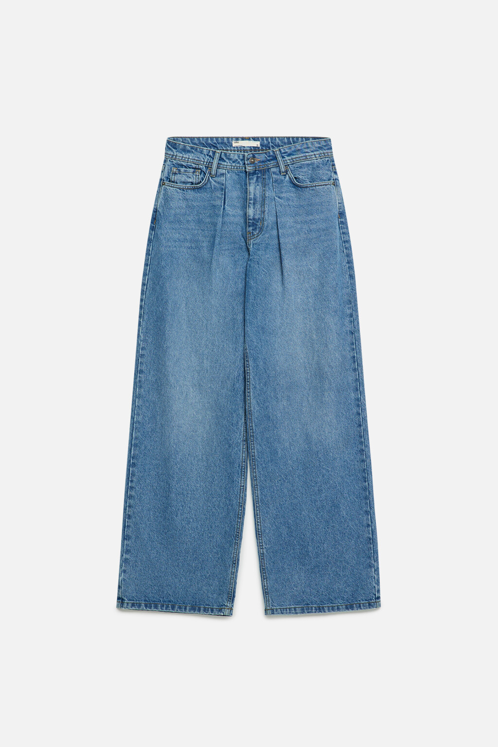 Джинсы wide leg широкие со складками на поясе - цвет голубой - 9