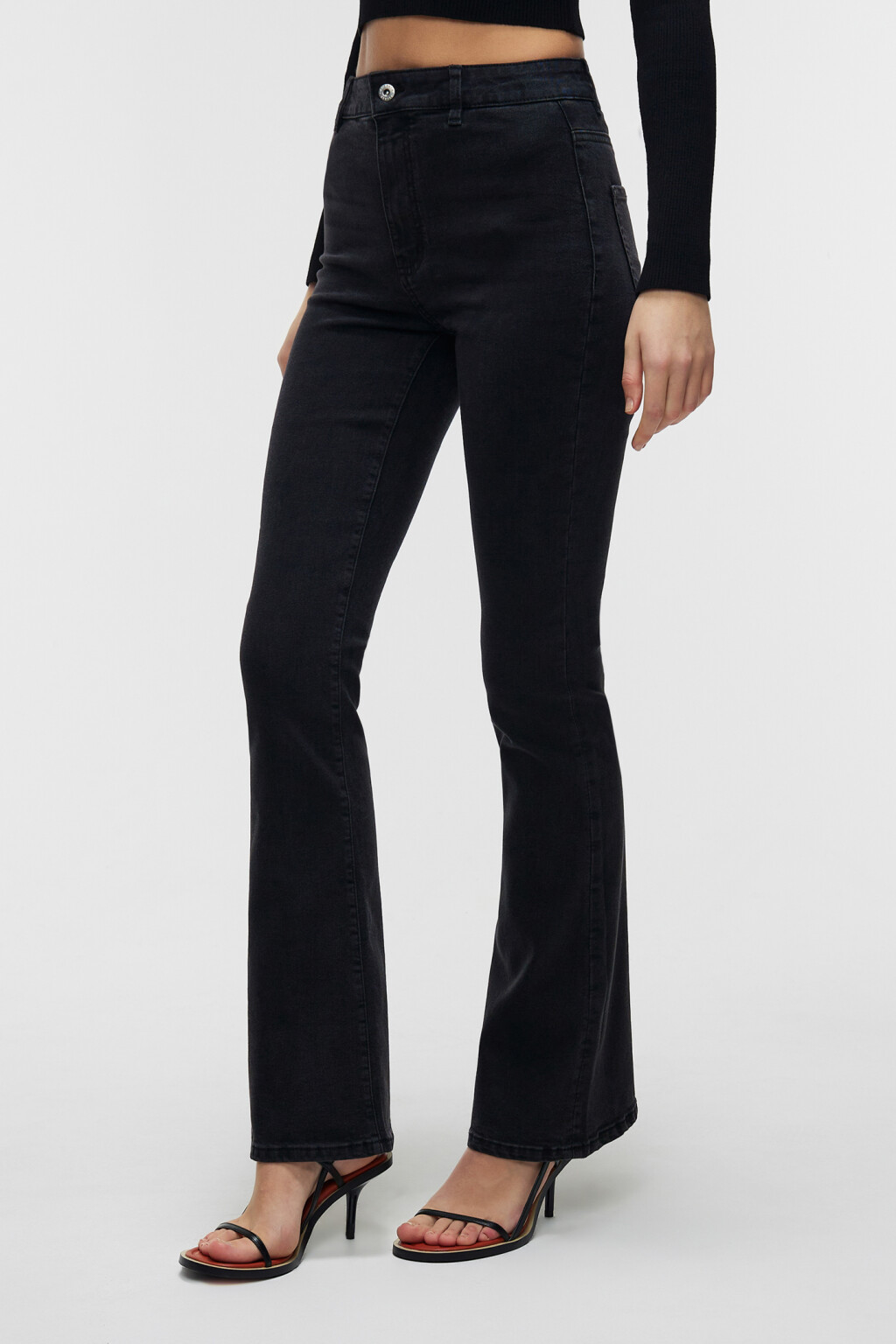 Джинсы клеш классические со средней посадкой - цвет черный - 2