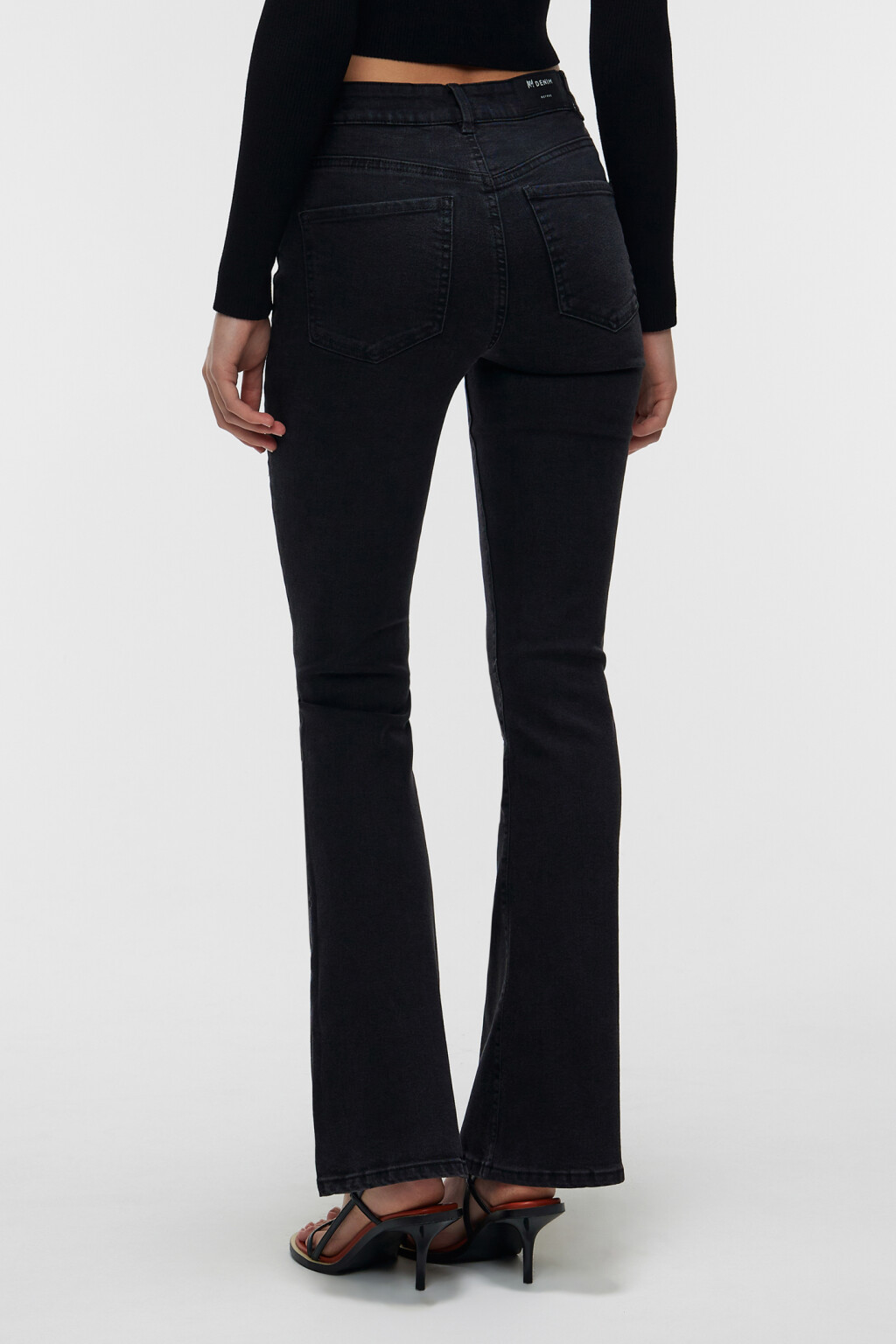 Джинсы клеш классические со средней посадкой - цвет черный - 3