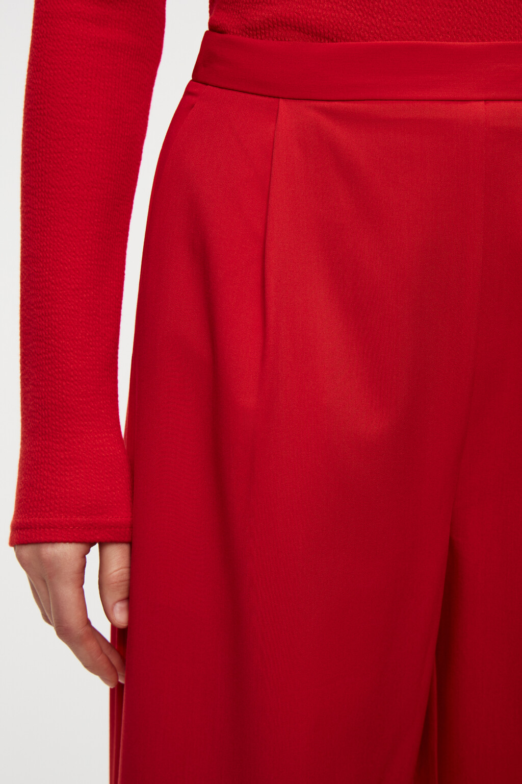 Брюки прямые костюмные с высокой посадкой - цвет красный - 5