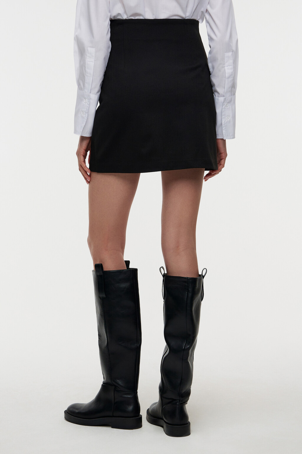 Юбка-карандаш мини с ворсистой фактурой - цвет черный - 3