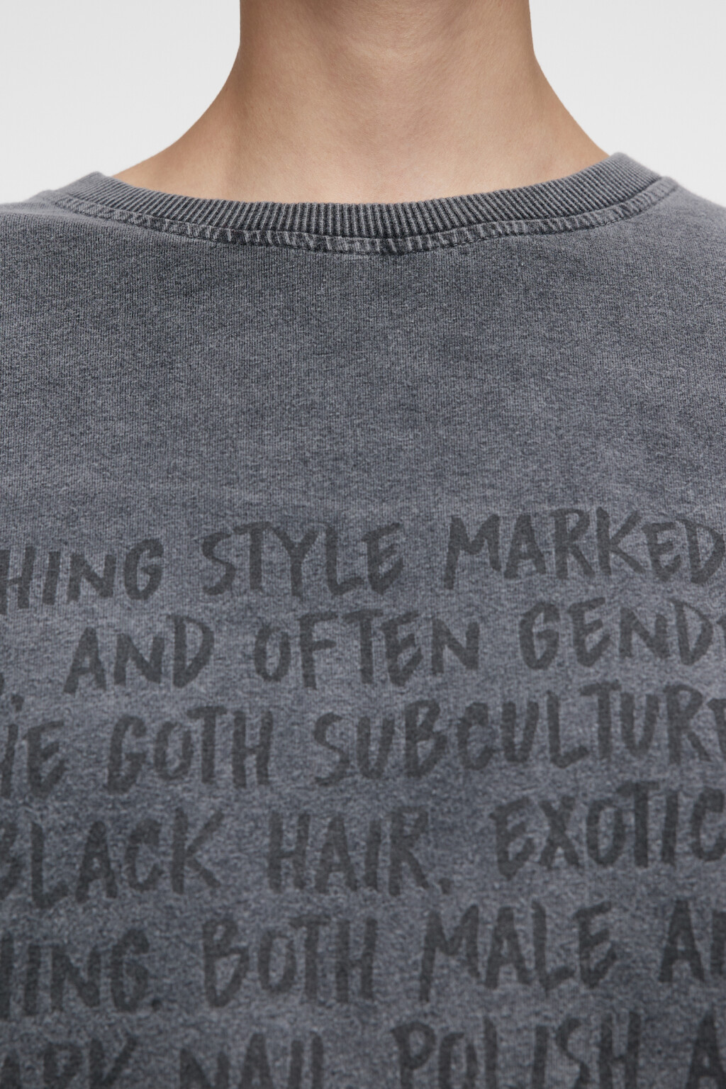Лонгслив oversize хлопковый с принтом-надписью - цвет серый - 5