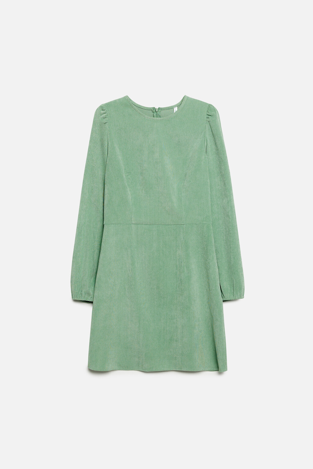 Платье мини вельветовое с рукавами-фонариками - цвет зеленый - 7