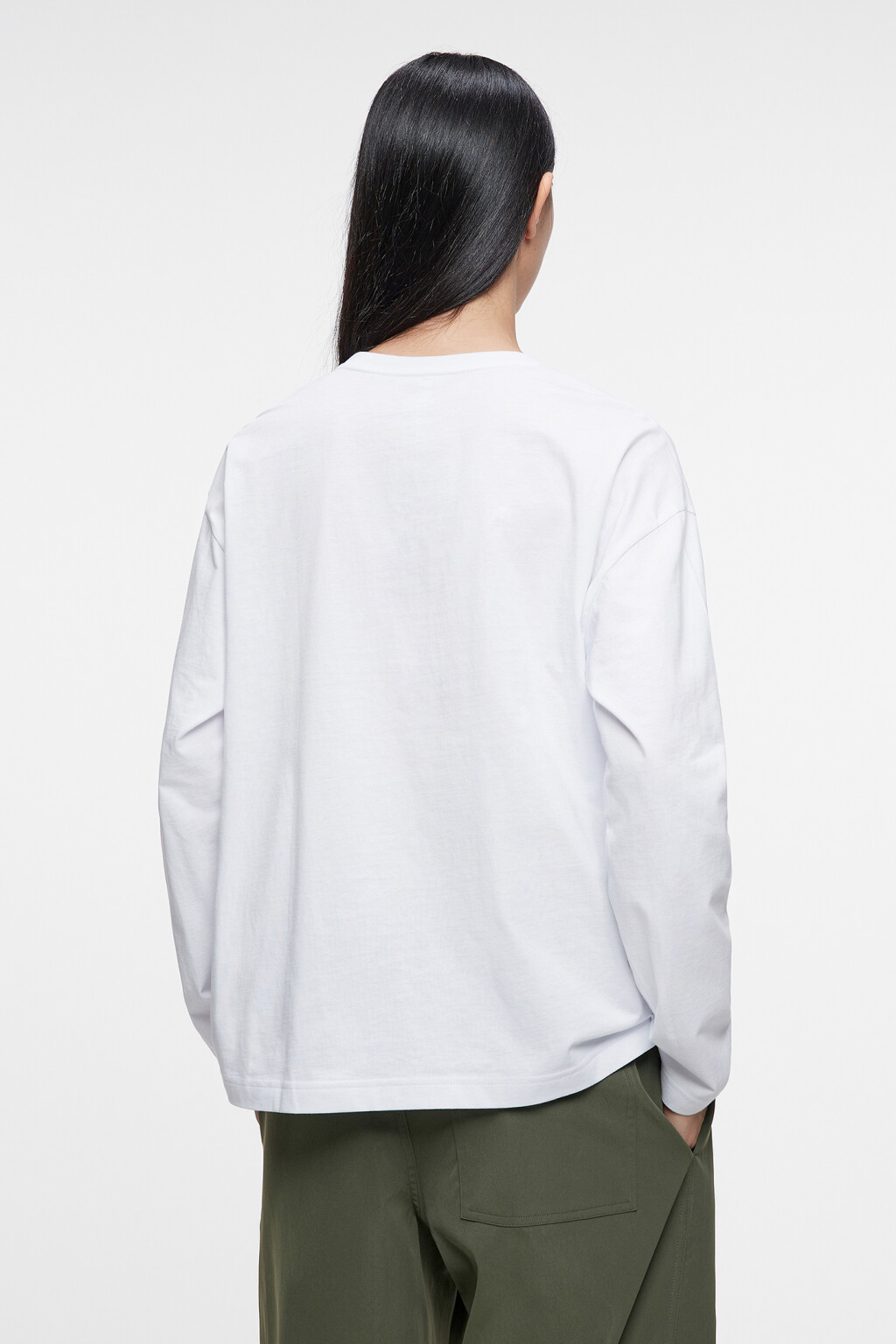Лонгслив oversize хлопковый с нагрудным карманом - цвет белый - 3