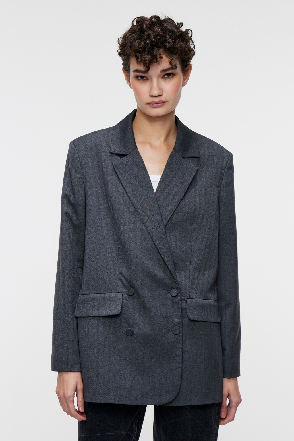 Пиджак двубортный oversize костюмный серый - цвет серый - 1