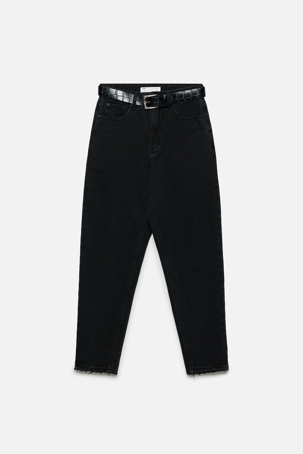 Джинсы mom's укороченные с кожаным ремнем - цвет черный - 9