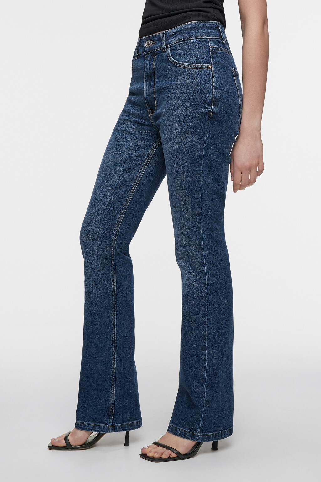 Джинсы клеш облегающие со средней посадкой - цвет голубой - 2