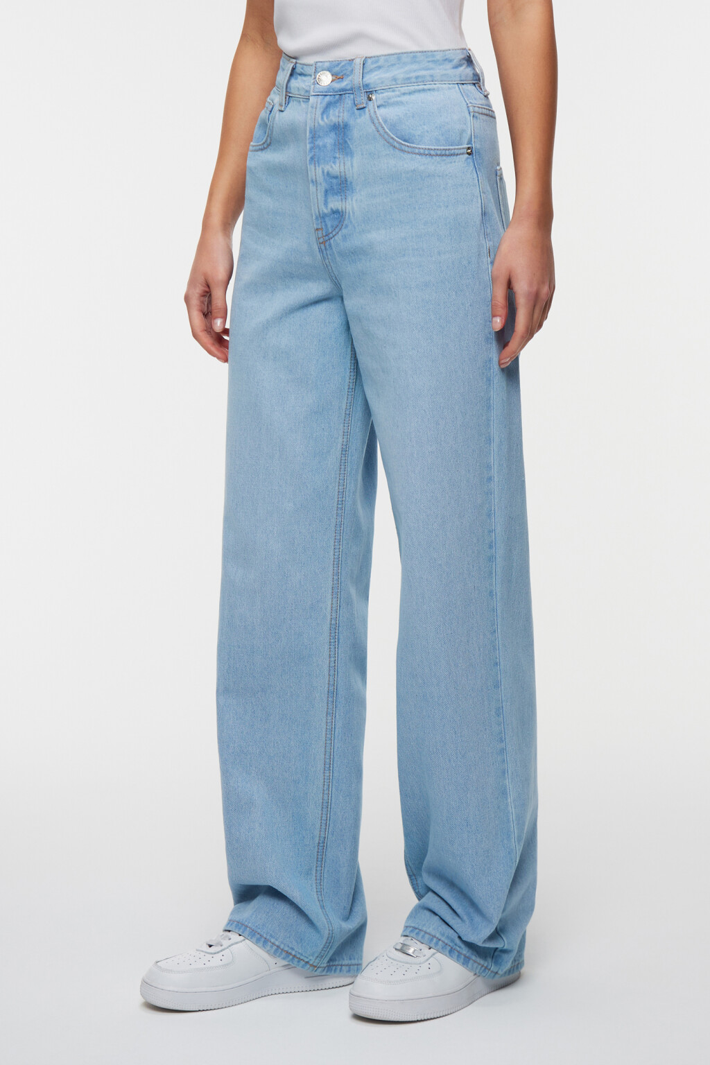 Джинсы-трубы wide leg широкие с высокой посадкой - цвет голубой - 2