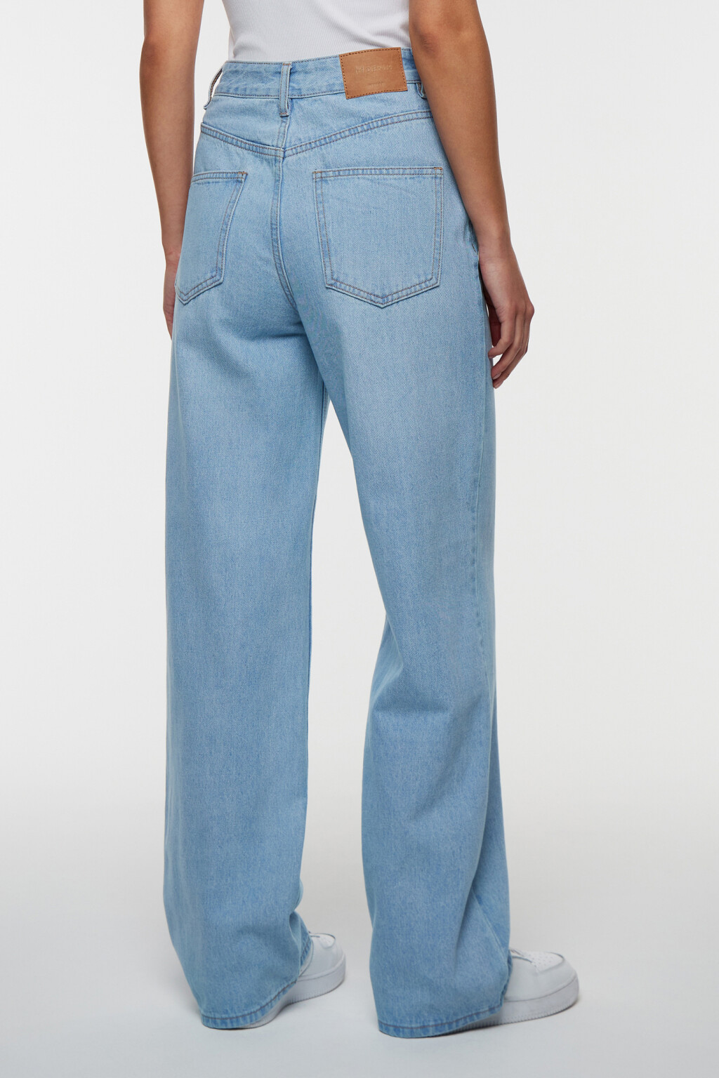 Джинсы-трубы wide leg широкие с высокой посадкой - цвет голубой - 3
