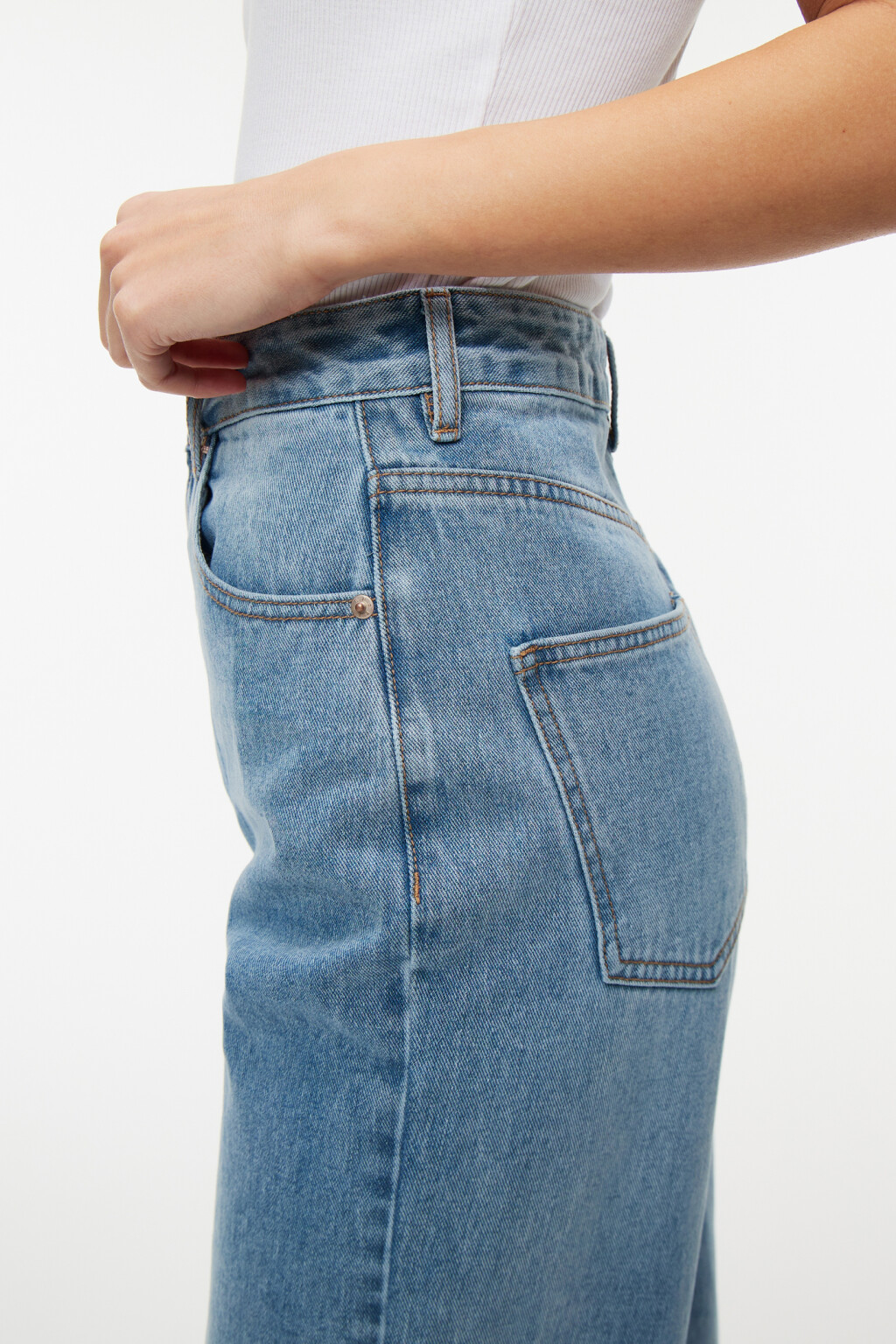 Джинсы-трубы wide leg широкие с высокой посадкой - цвет голубой - 6