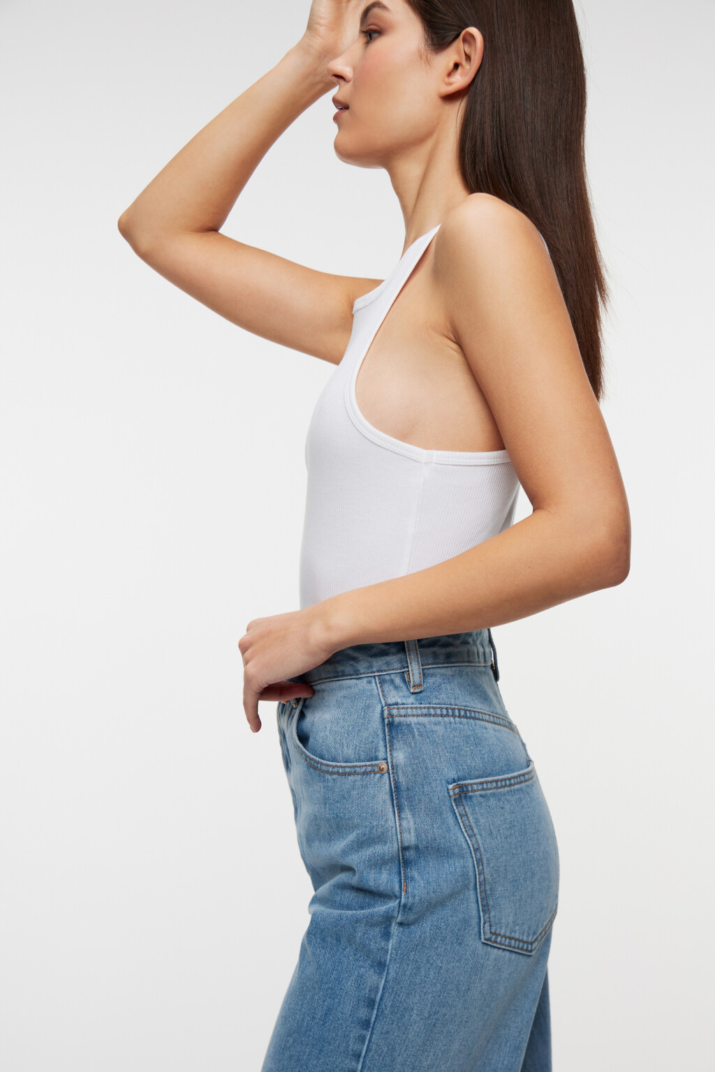 Джинсы-трубы wide leg широкие с высокой посадкой - цвет голубой - 7