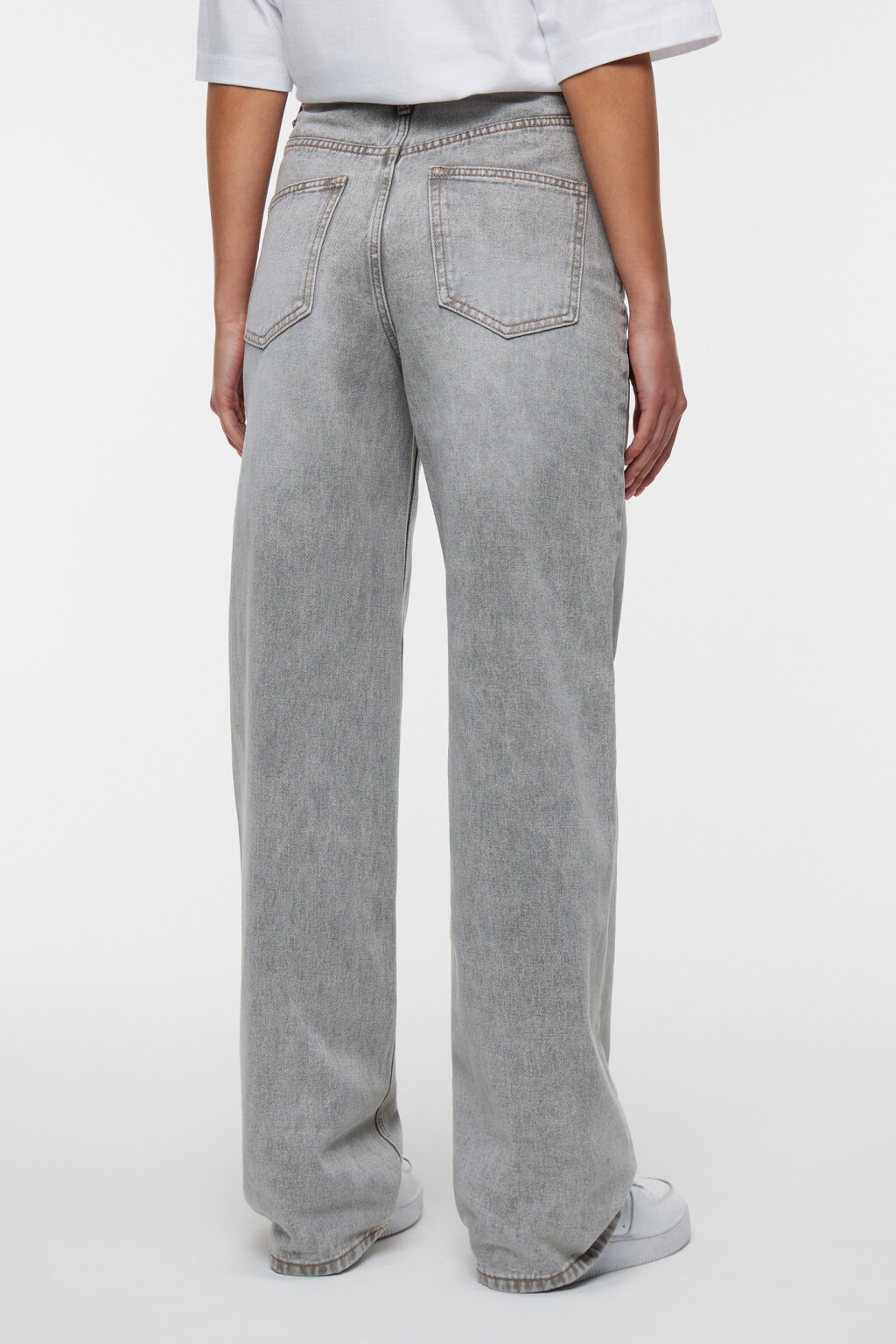 Джинсы-трубы wide leg широкие с высокой посадкой - цвет серый - 3