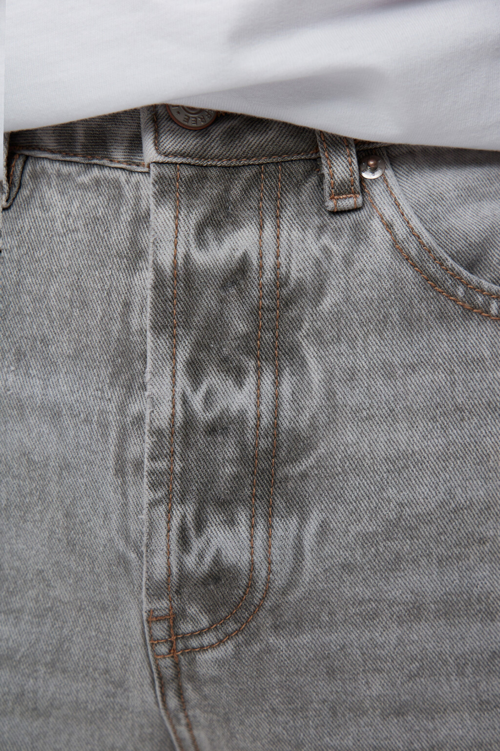 Джинсы-трубы wide leg широкие с высокой посадкой - цвет серый - 5