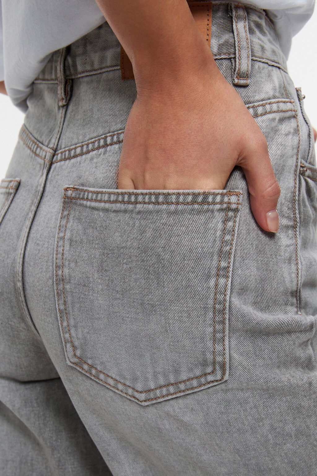 Джинсы-трубы wide leg широкие с высокой посадкой - цвет серый - 6