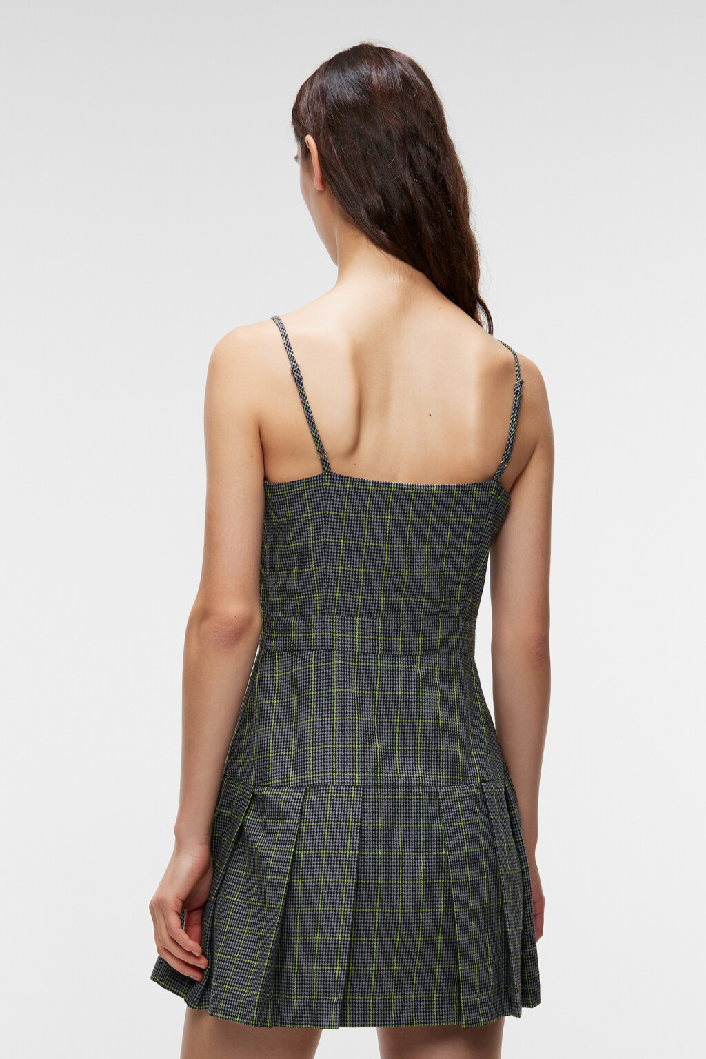 Платье-сарафан мини на тонких бретельках - цвет серый - 3