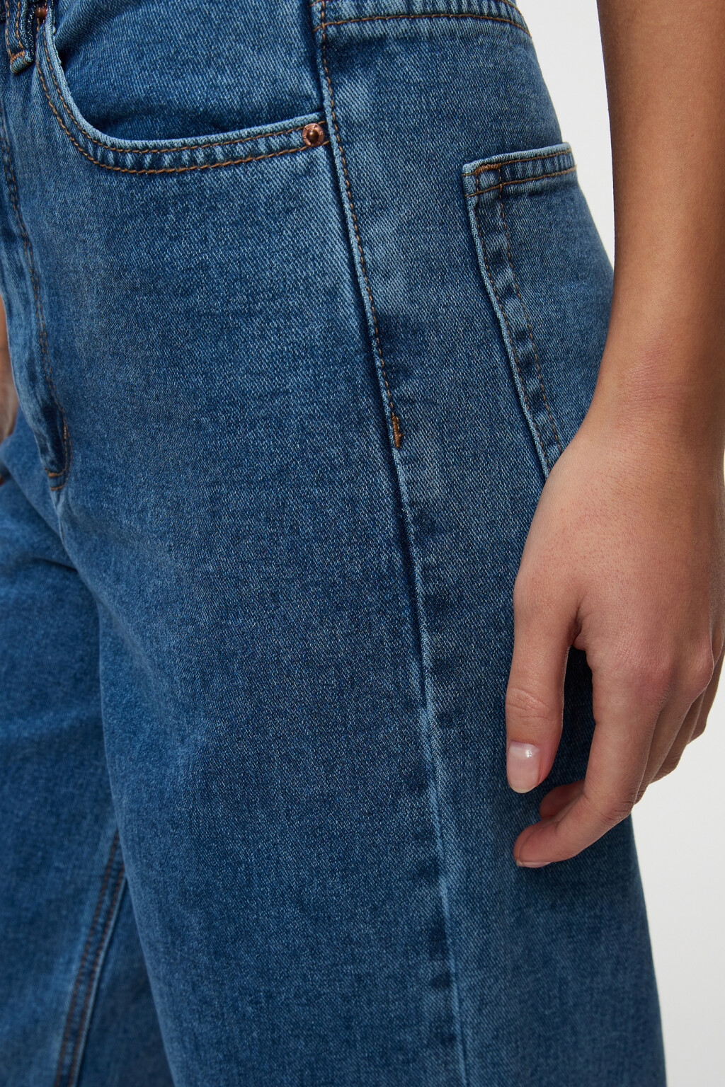 Джинсы-трубы wide leg с высокой посадкой - цвет голубой - 6