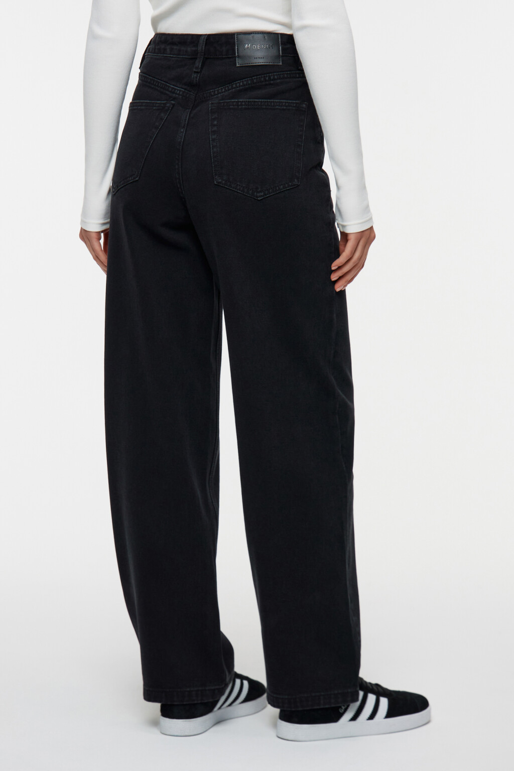 Джинсы-трубы wide leg с высокой посадкой - цвет черный - 3