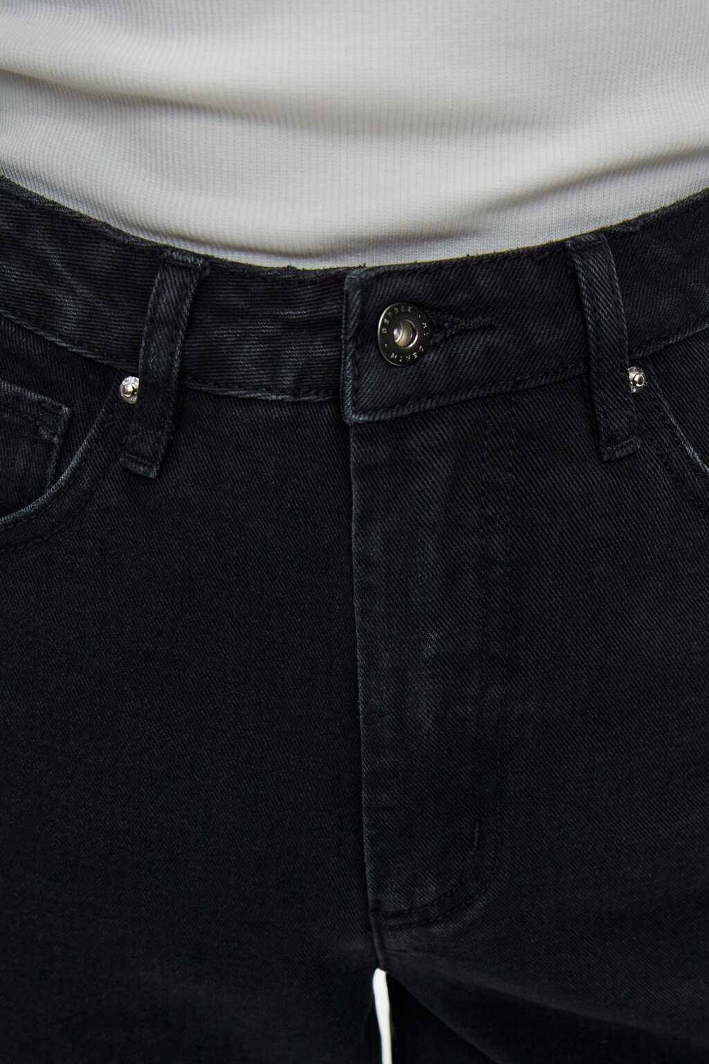 Джинсы-трубы wide leg с высокой посадкой - цвет черный - 6