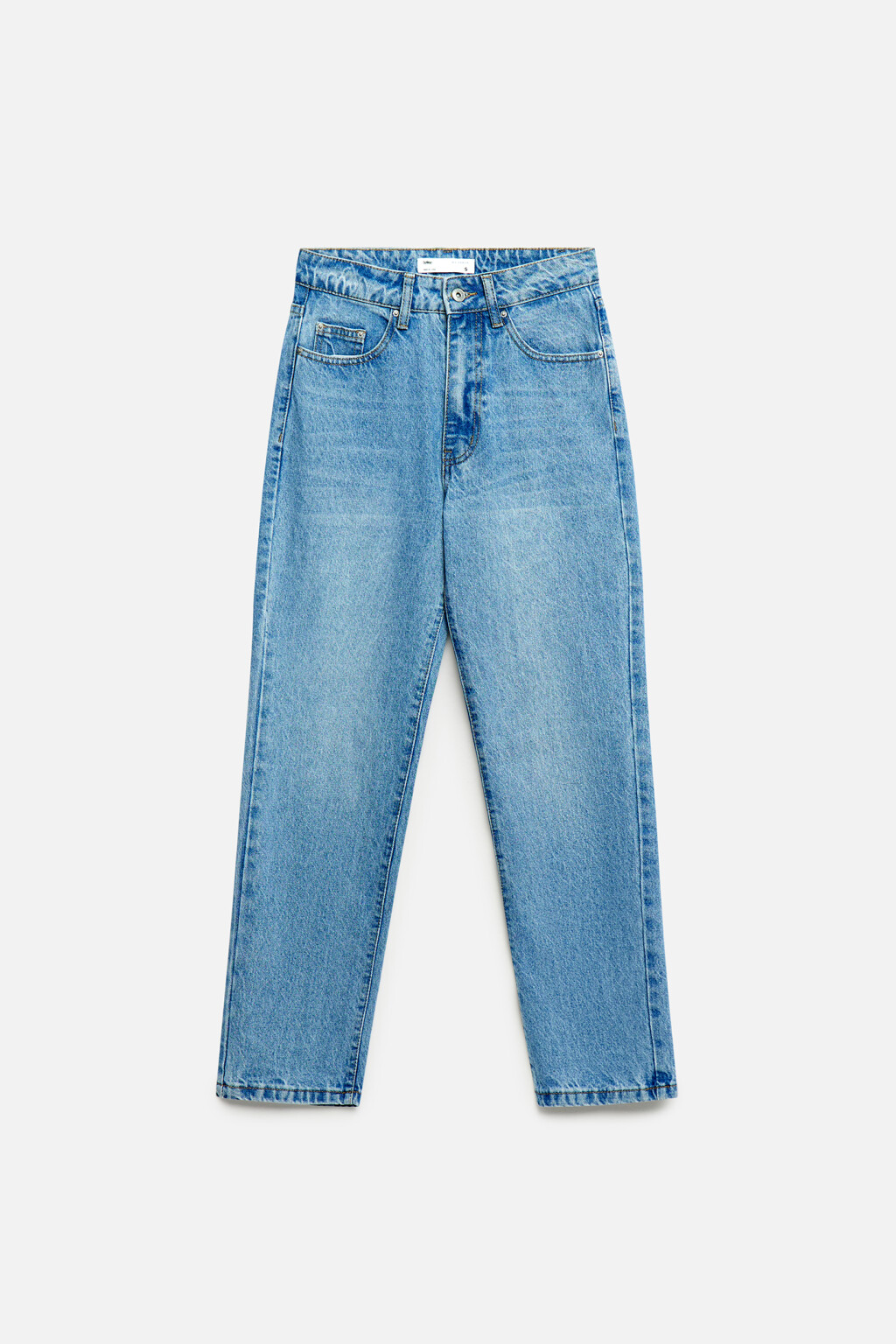 Джинсы прямые укороченные с высокой посадкой - цвет голубой - 7