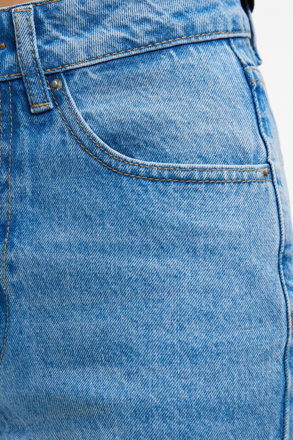 Джинсы прямые укороченные с высокой посадкой - цвет голубой - 5