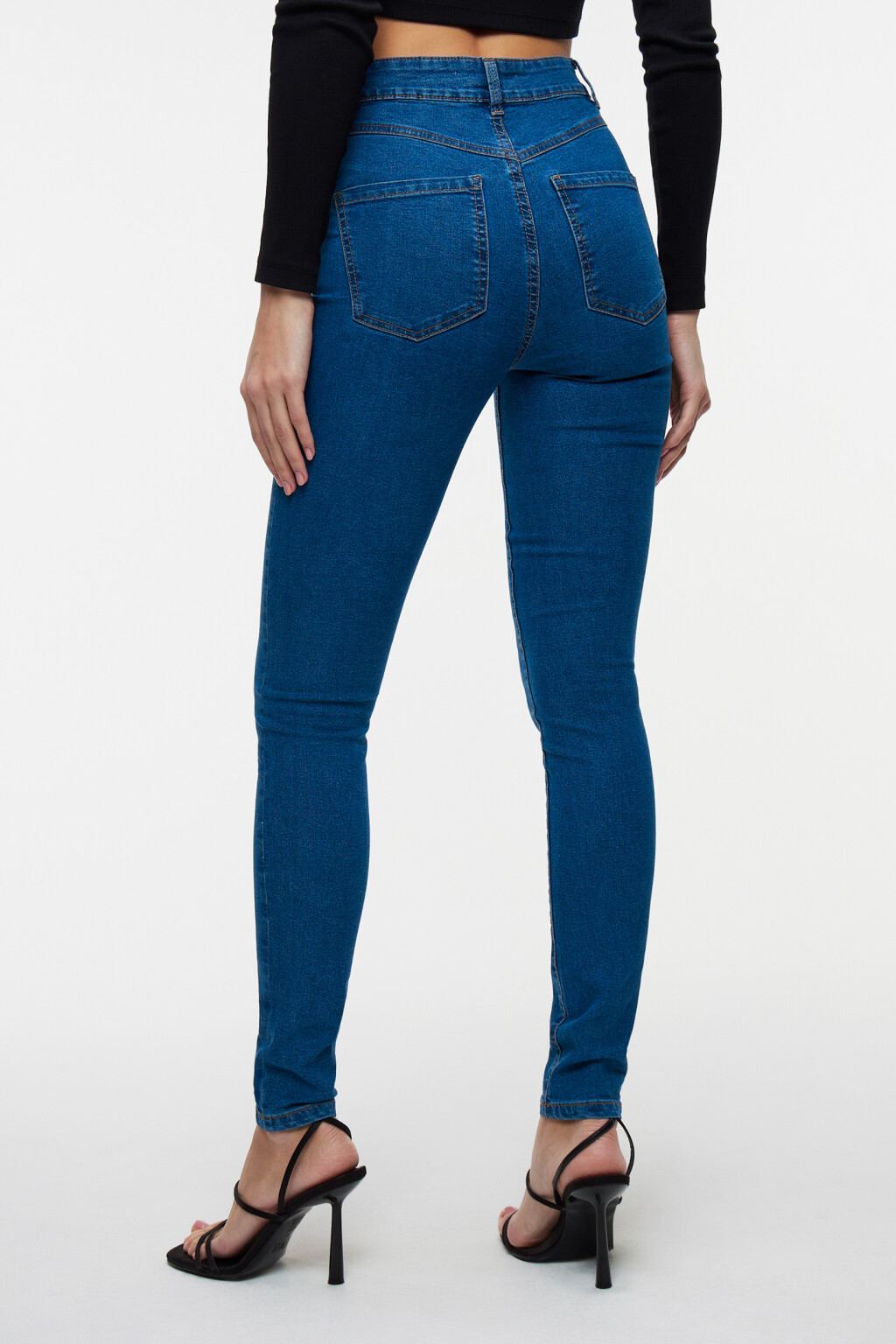Джинсы skinny базовые с высокой посадкой - цвет голубой - 3