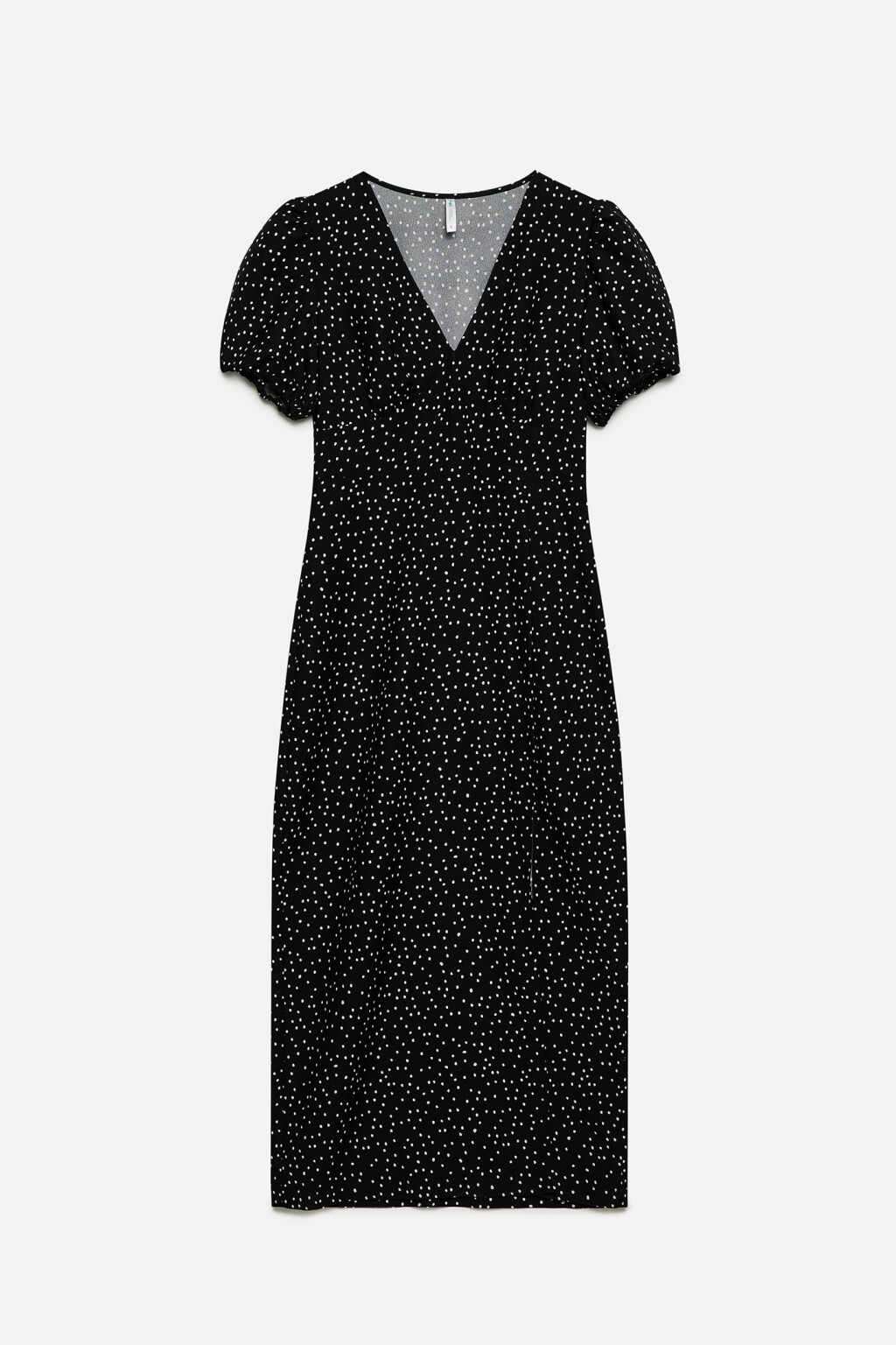 Платье миди приталенное с короткими рукавами - цвет черный - 8