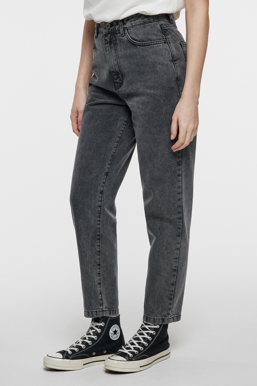 Джинсы mom-fit базовые с высокой посадкой - цвет серый - 2