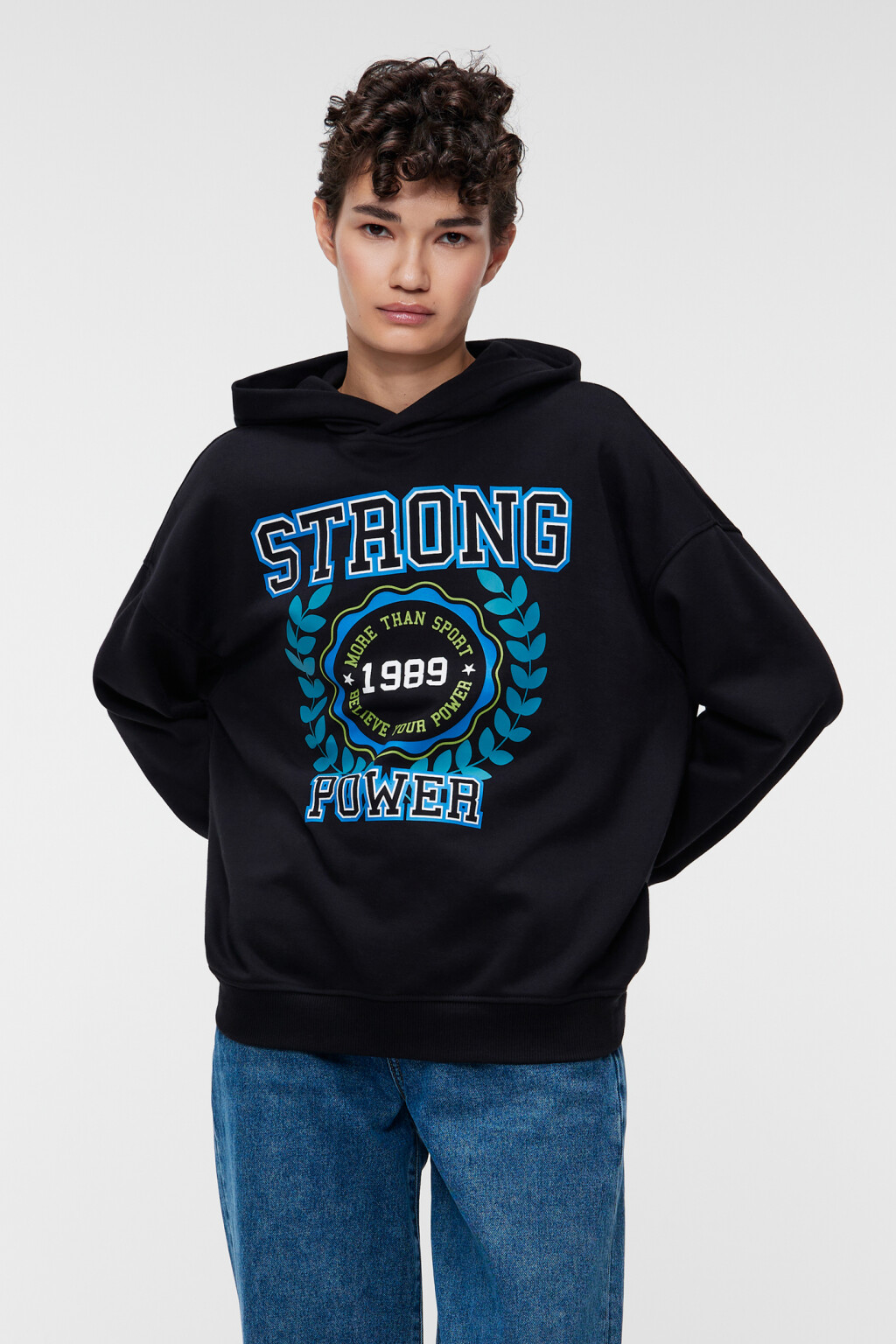 Толстовка хлопковая oversize с принтом 2311372462, цвет: черный (54) по ...