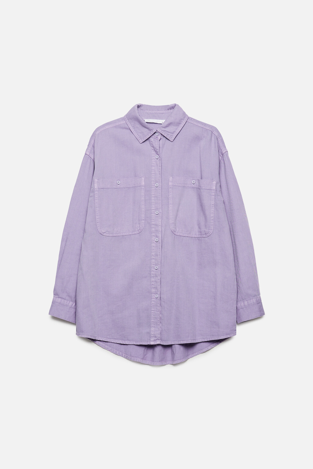 Рубашка oversize джинсовая с нагрудными карманами - цвет сиреневый - 7