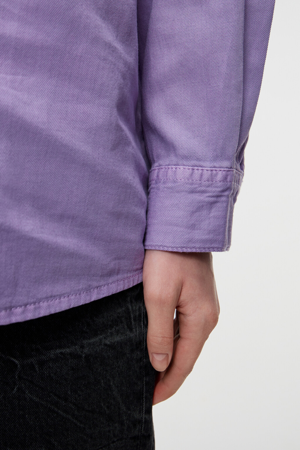 Рубашка oversize джинсовая с нагрудными карманами - цвет сиреневый - 6