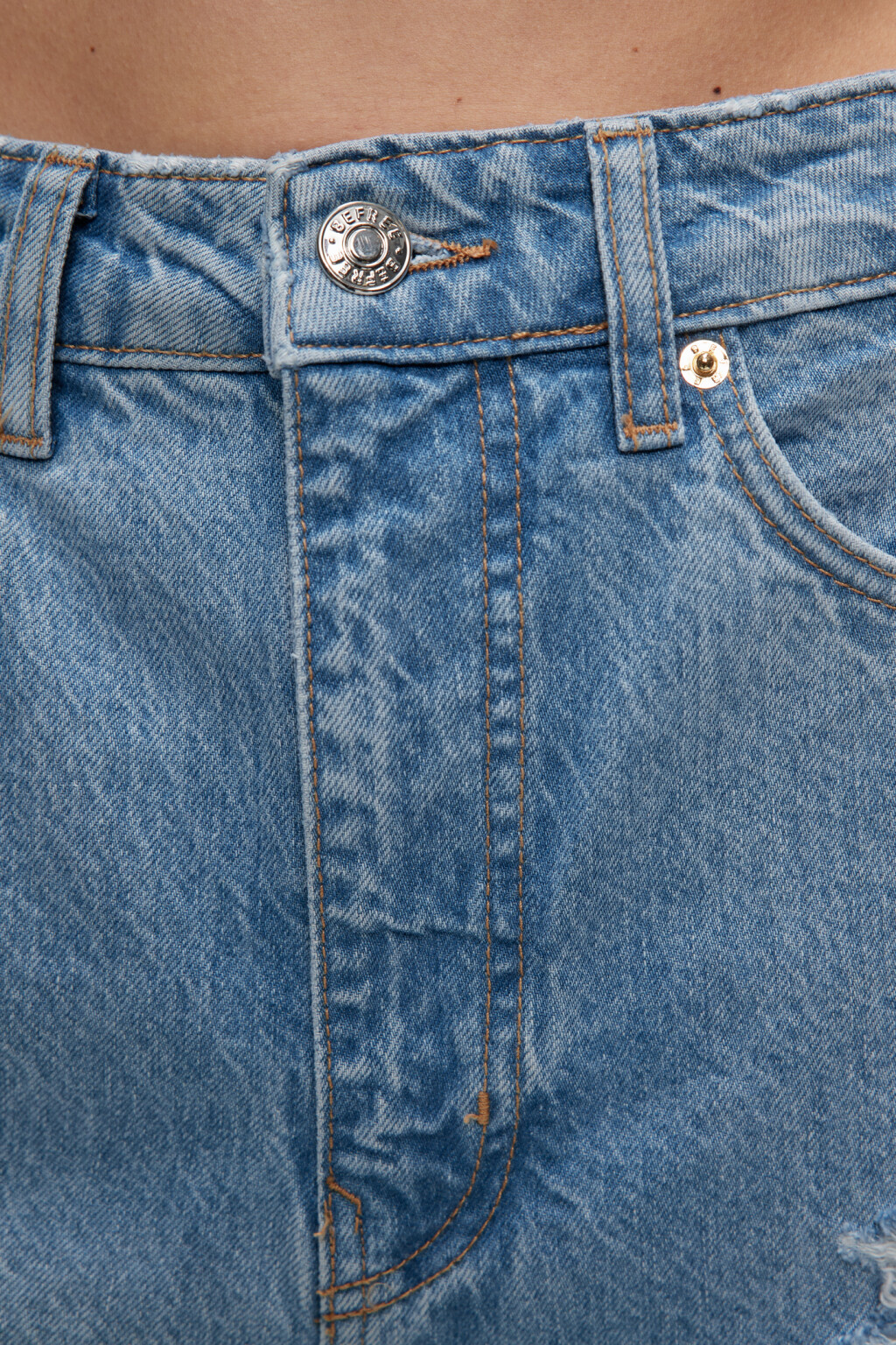 Джинсы-трубы wide leg рваные с потертостями - цвет голубой - 5